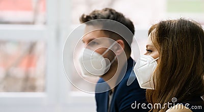 Business People Employees Wearing Medical Mask Stock Photo