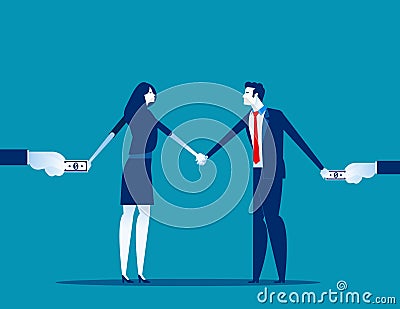 Business people exchanging bribes. Concept business vector illustration, Bribing, Conspiracy, Stealing crime Vector Illustration