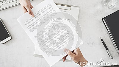 Business people are exchanging document Stock Photo