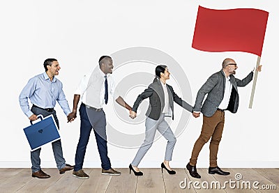 Business people following their leader Stock Photo