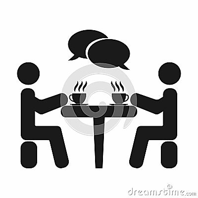 Business people or friends are sitting in cafe. Coffee break. Cup of coffee. Smell drink. Vector illustration Vector Illustration