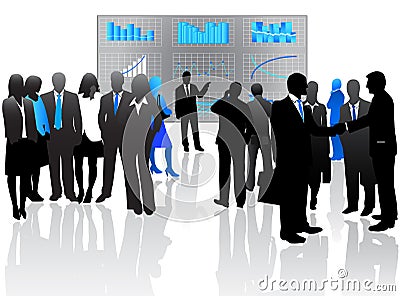Business people and graphs Vector Illustration