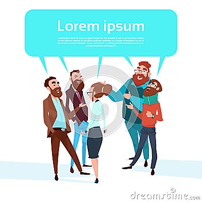 Business People Group Chat Bubble Businesspeople Talking Discussing Communication Vector Illustration