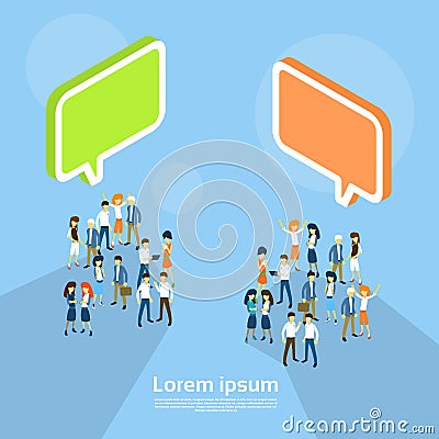 Business People Group Chat Bubble Team Communication Teamwork 3d Isometric Vector Illustration