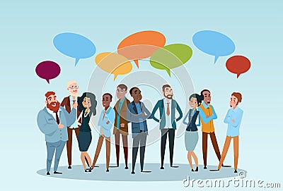 Business People Group Chat Communication Bubble, Businesspeople Discussing Social Network Vector Illustration