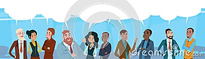 Business People Group Chat Communication Bubble, Businesspeople Discussing Social Network Vector Illustration