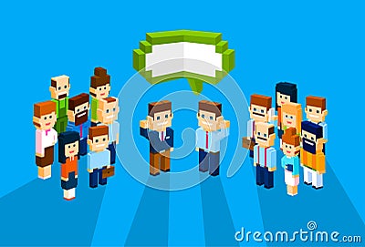 Business People Group Chat Communication Bubble Concept, Businesspeople Talking Discussing 3d Isometric Vector Illustration