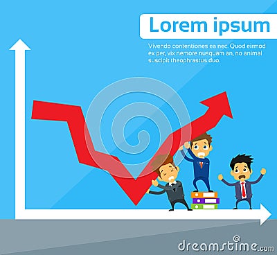 Business People Group Fall Down Red Arrow Graph Vector Illustration