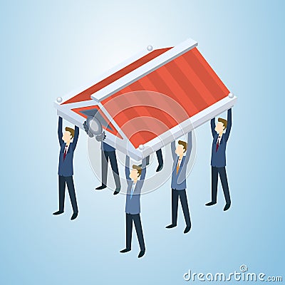 Business People Group Hold Roof Concept Vector Illustration