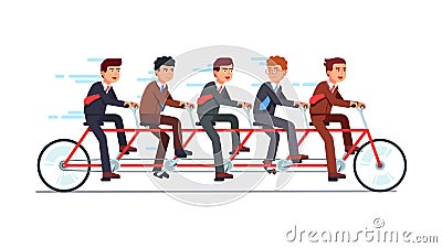 Business people riding fast on tandem bicycle Vector Illustration