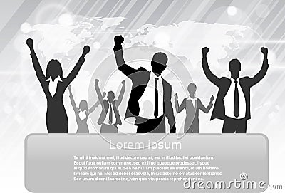 Business People Group Silhouette Excited Hold Vector Illustration