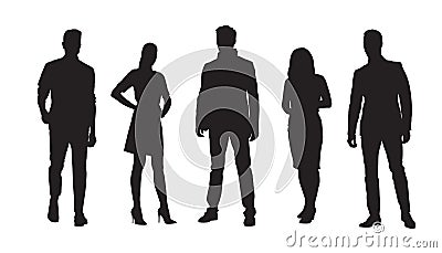 Business people, group of standing businessmen and businesswomen. Set of isolated vector silhouettes Vector Illustration