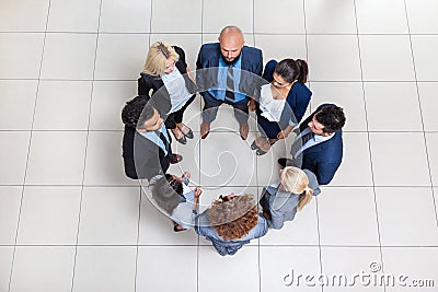 Business People Group Standing In Circle Top Angle View, Businesspeople Stock Photo