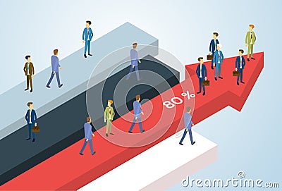 Business People Group Standing Financial Arrow Businesspeople Team Success Concept Growth Chart Vector Illustration