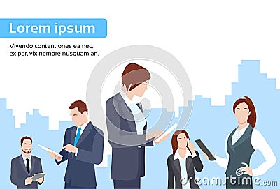 Business People Group Using Tablet Computer Vector Illustration