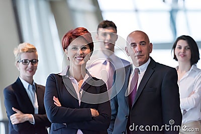 Business people group, woman in front as team leader Stock Photo