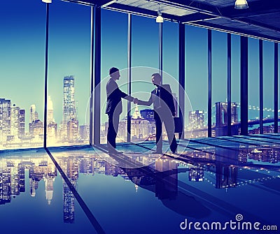 Business People Hand Shake Office City Concept Stock Photo