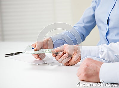 Business people hands with euro banknotes Stock Photo