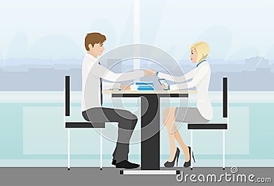 Business people handshake meeting signing Vector Illustration