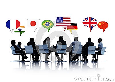Business People Having A Conference About International Relation Stock Photo