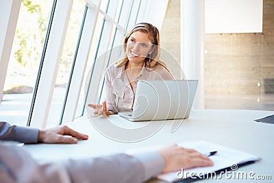 Business people Having Meeting Around Table In Modern Office Stock Photo