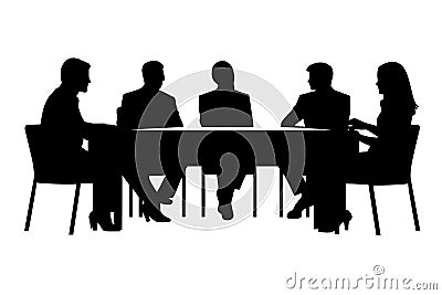 Business people having meeting silhouette in black color. Vector template for laser cutting wall art Stock Photo