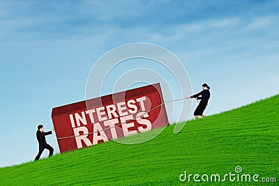 Business people with higher interest rates Stock Photo