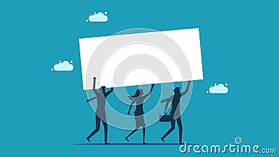 business people holding blank sign. Business presentation or announcement. vector Vector Illustration