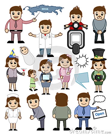 Business People and Holiday Cartoon Graphic Vectors Stock Photo