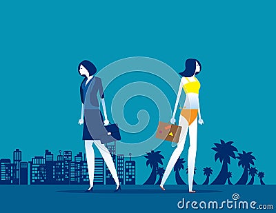 Business people holiday. Concept business vector illustration, Vacation, Relax, Enjoyment Vector Illustration