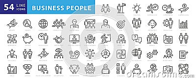 Business people, human resources, office management - thin line web icon set. Vector Illustration