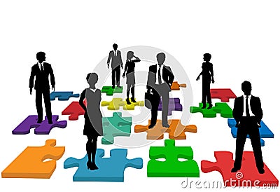 Business people human resources team puzzle Vector Illustration