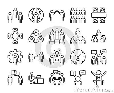 Business people icon. Business people line icon set. Editable stroke, 64x64 Pixel perfect. Vector Illustration