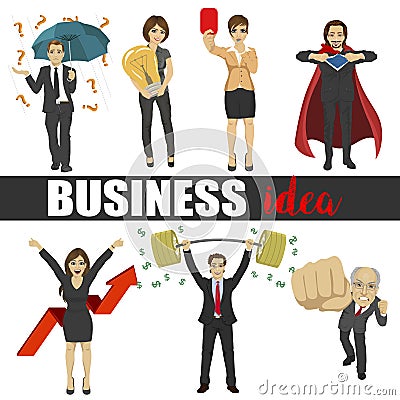 Business people idea set characters Vector Illustration