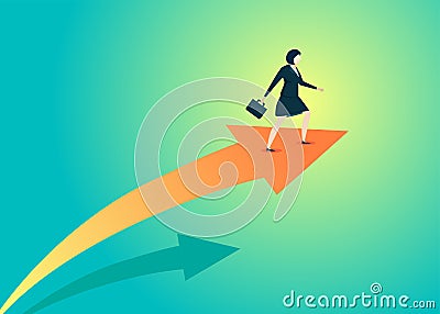 Business people illustration of drive arrow fly woman Vector Illustration