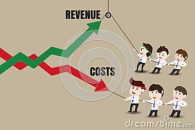 Business people are increasing revenue and reduce costs Vector Illustration