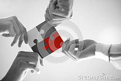 Business People Jigsaw Puzzle Collaboration Team Concept Stock Photo