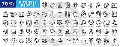 Business people line icons set. Businessman outline icons collection. Teamwork, human resources, meeting, partnership, meeting, Vector Illustration