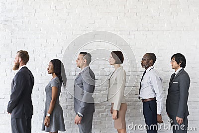 Business People Line up Waiting Standing Concept Stock Photo