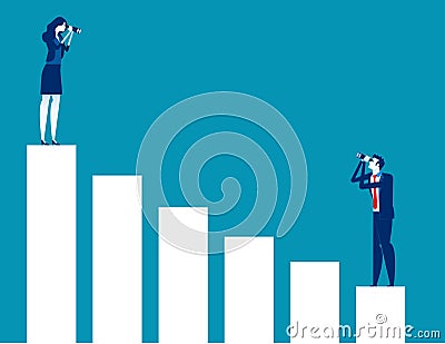 Business people looking at bar graph. Concept business vector, Searching, Direction, Education Vector Illustration