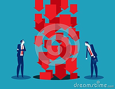 Business people looking and falling arrow symbol Vector Illustration
