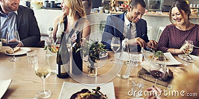 Business People Lunch Dinner Meeting Restaurant Concept Stock Photo