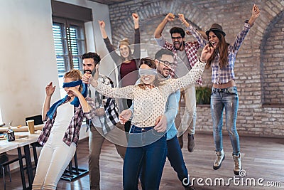 Business people making team training exercise during team building Stock Photo