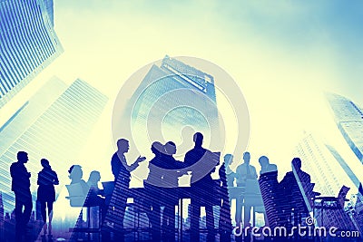 Business People Meeting with City Scape Concepts Stock Photo