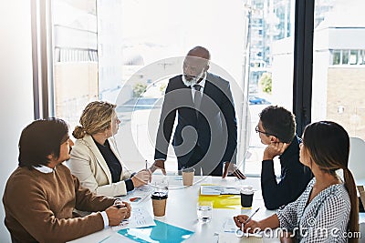 Business people meeting, diversity or speaker presentation, manager speech or leader finance investment proposal Stock Photo