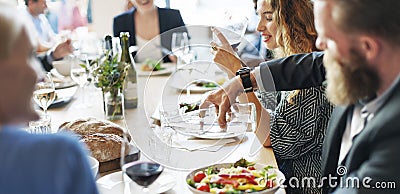 Business People Meeting Eating Discussion Cuisine Party Concept Stock Photo