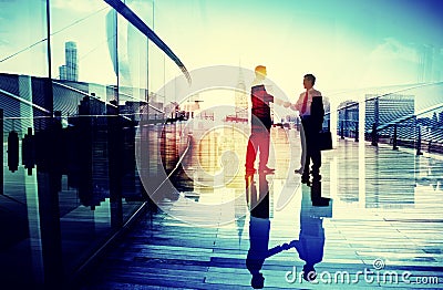 Business People Meeting Greeting Handshake Cityscape Concept Stock Photo