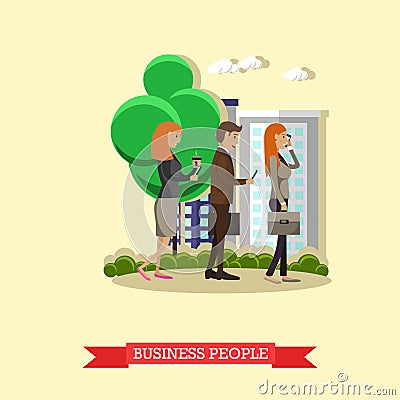 Business people and modern gadgets concept vector illustration, flat style. Vector Illustration