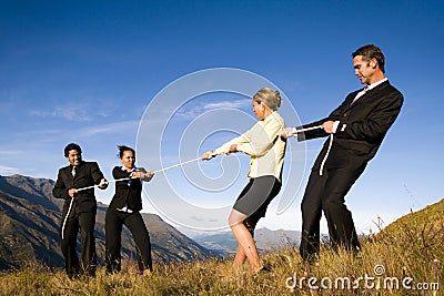 Business People Mountains Competition Concept Stock Photo