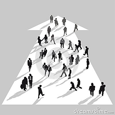 Business people moving in white arrow Vector Illustration